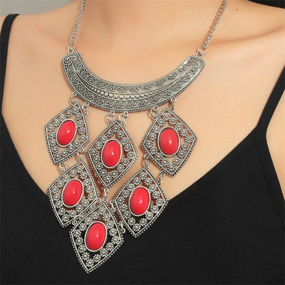 Retro Turquoise Nepal Alloy Plating Tibetan Necklaces