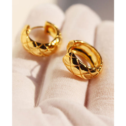 Golden Vintage Diamond Plaid Classic Style Earrings