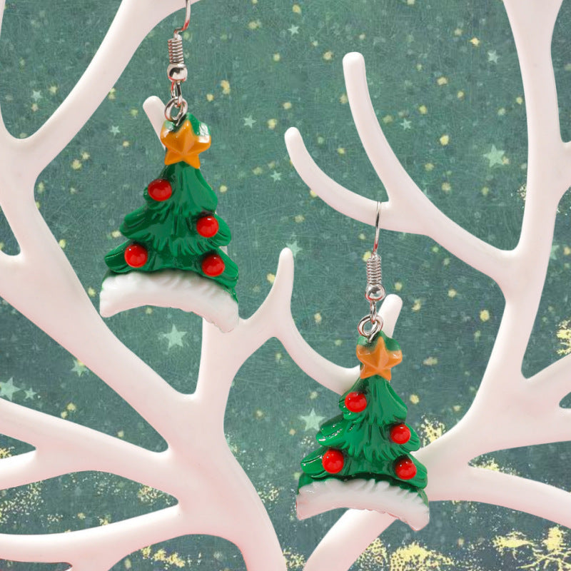 Christmas Cute Cartoon Sweet Tree Snowman Earrings