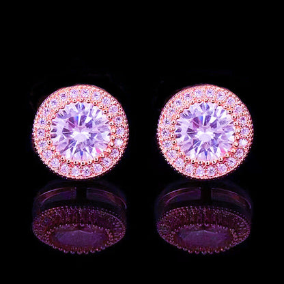 Women's Round 2 Karat Imitation Imported Color Moissanite Full Diamond Earrings