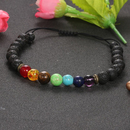 Black Volcanic Rock Handmade Beaded Yoga Bracelets