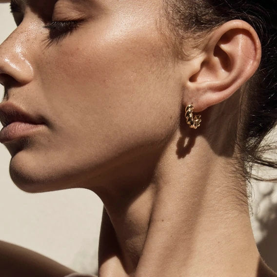 Women's Twist Spiral Gold Plated Stainless Steel Earrings