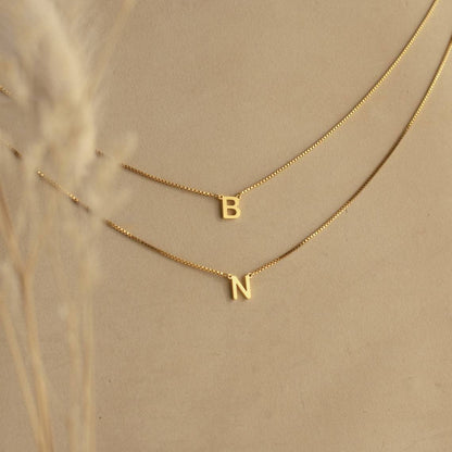 Steel Letter Pendant Box Chain Basic Necklaces