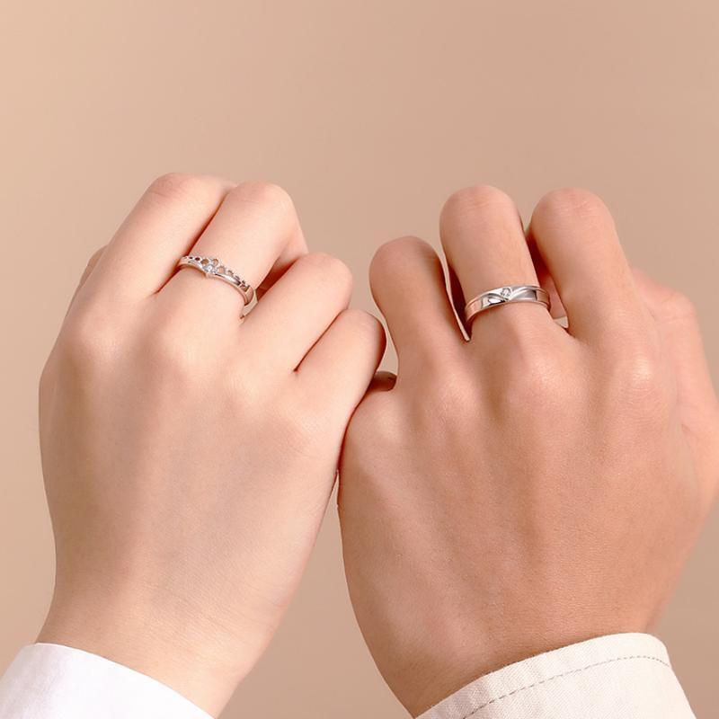 Women's & Men's & Sier Princess And Prince Couple Rings