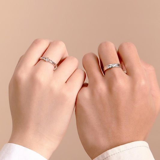 Women's & Men's & Sier Princess And Prince Couple Rings