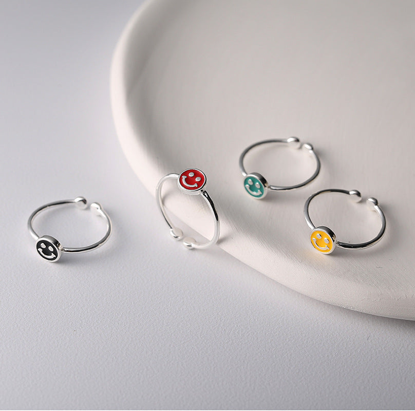 Female Dripping Smiley Street Fashion Trends Personalized Rings