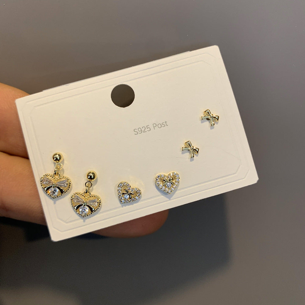 Popular Small Earings One Card Three Earrings