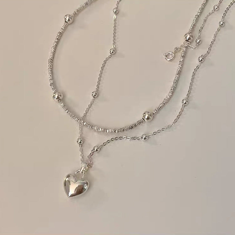 Sier Love Metal Female Niche Retro Necklaces