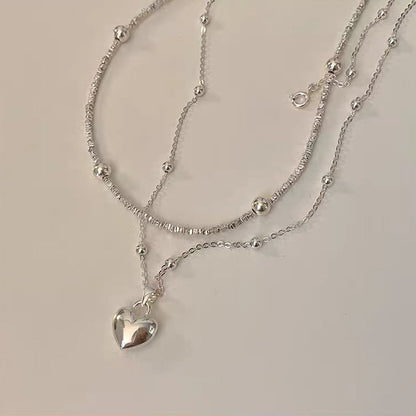 Sier Love Metal Female Niche Retro Necklaces