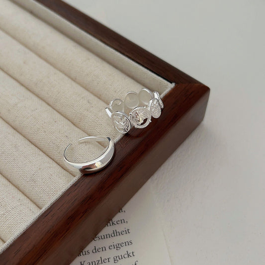 Women's Sterling Sier Opening Adjustable Simple Advanced Rings