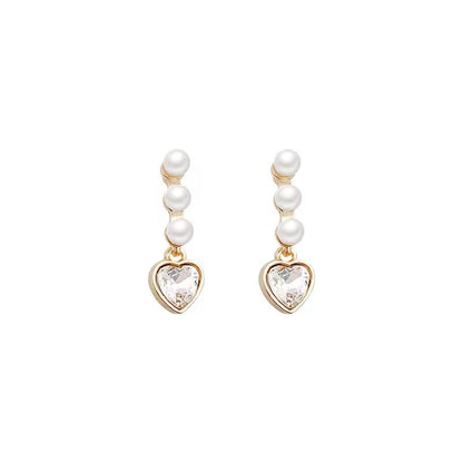 French Style Pearl Heart-shaped Ear High-grade Earrings