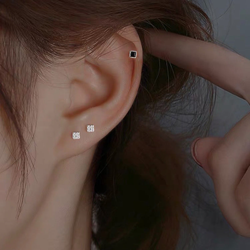 Sterling Sier Square Simple And Compact Earrings