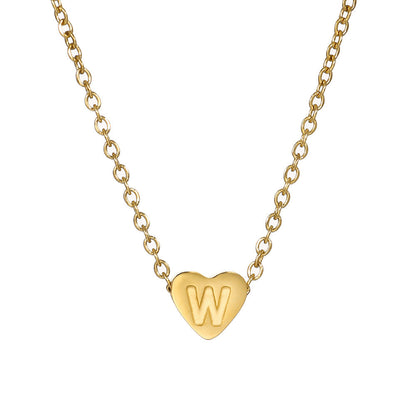 Gold Stainless Steel Heart-shaped Letter Female Titanium Necklaces