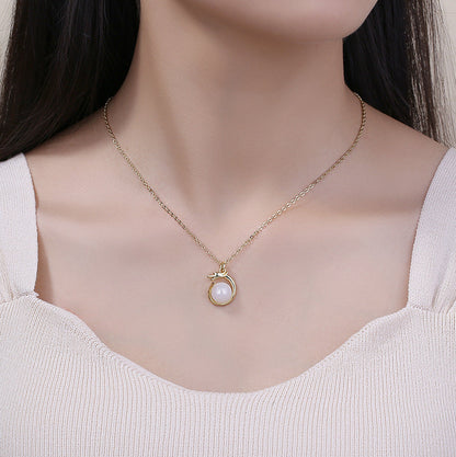 Women's Fashion Life Zodiac Dragon Jade Cute Golden Pendant Necklaces
