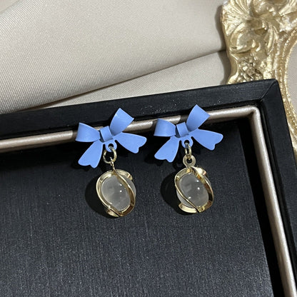 Needle French Opal Simple And Stylish Earrings