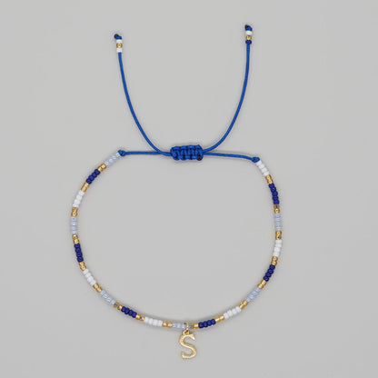 Women's Simple Style Contrast Color Bead English Letters Handmade Bracelets