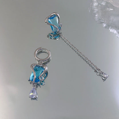 Women's Design Green Loving Heart Zircon Ear Earrings