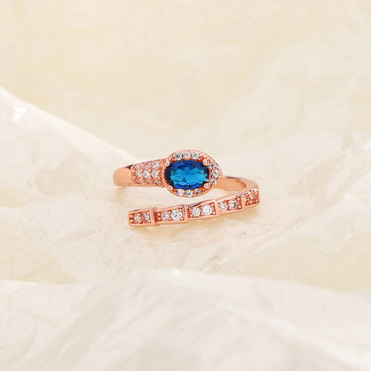 Affordable Luxury Style Red And Blue Diamond Simulated Snakes Rings