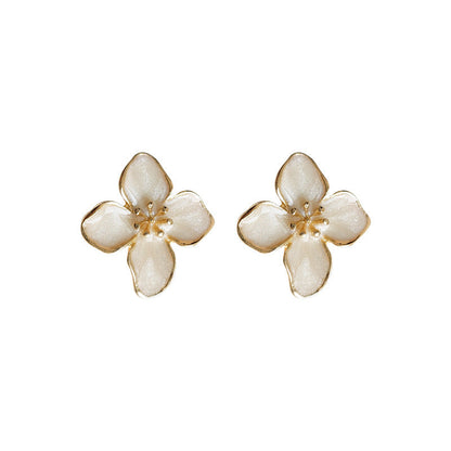 Quicksand Gold Drop Oil Texture Sier Needle Earrings