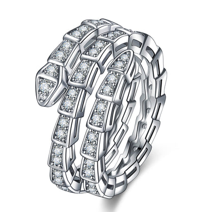 Snake-shaped Full Diamond Snake Three-circle Elastic Head Rings