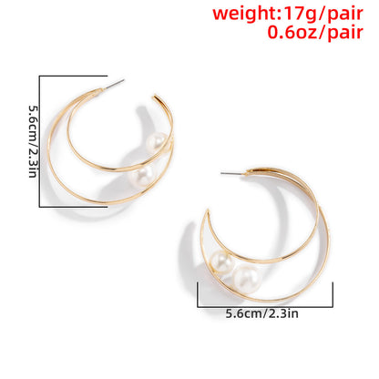 Retro Aloofness Style Imitation Pearl Geometric Round Simple Fashion Rings