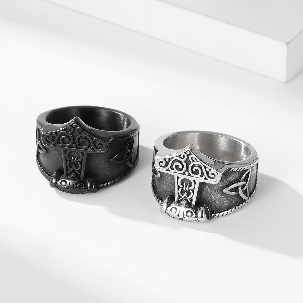 Men's Retro Nordic Mythology Celtic Knot Quake Rings