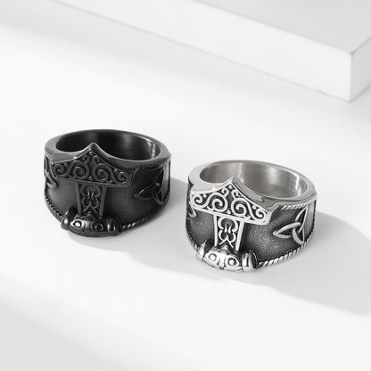 Men's Retro Nordic Mythology Celtic Knot Quake Rings