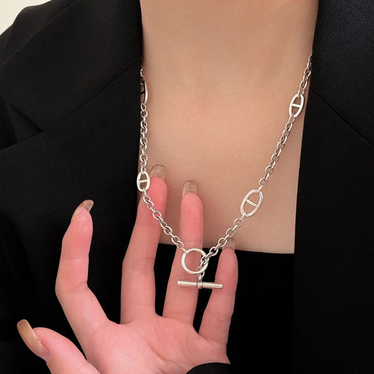 Sterling Sier Simple Interval Pig Nose Collection Necklaces