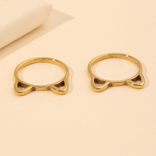 Steel Ornament Cat Ears Girlfriends Couple Rings