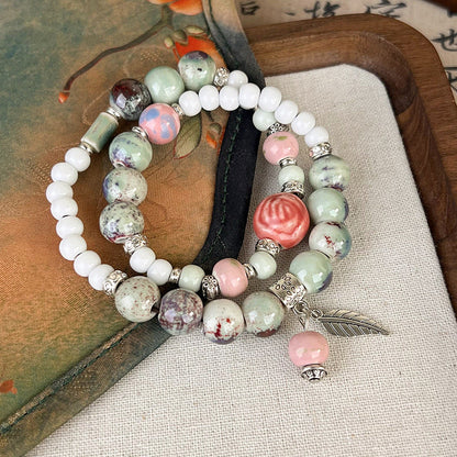 Chinese Style Ceramic Beaded Ethnic Retro Elastic Bracelets