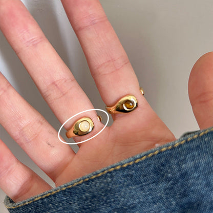 Women's Opal Shell Open For Retro Personality Rings