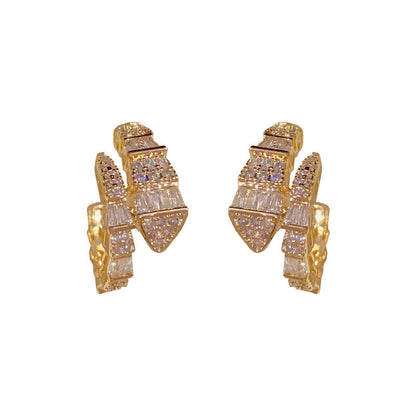 Women's Zircon Snake-shaped Small Ear Personalized Niche Design Earrings