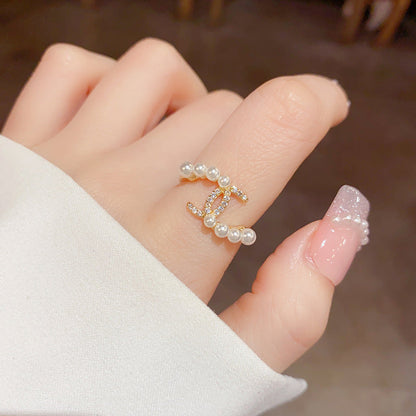 Style Pearl Zircon Double Personalized Niche Rings