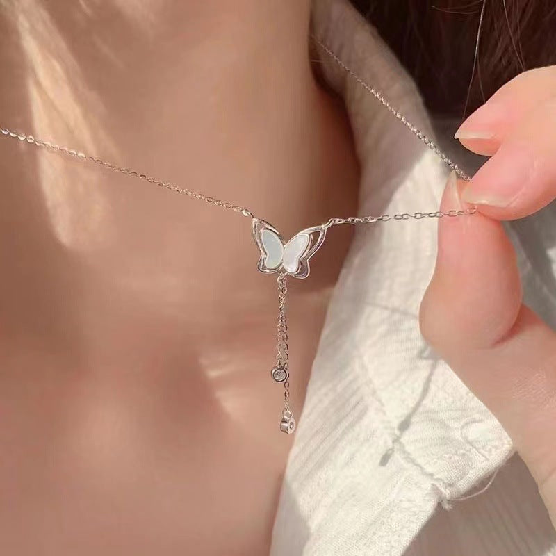 Women's Titanium Steel Tassel Butterfly High-grade Cold Necklaces