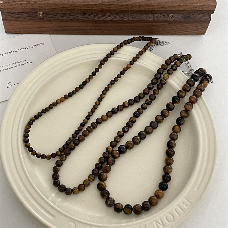 Women's Tigereye Beaded Niche Retro High Sense Necklaces