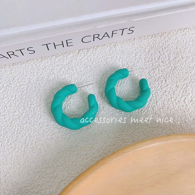 Needle Colored Series Square Round Fresh Earrings