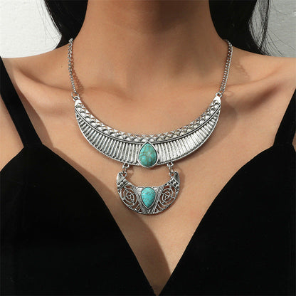 Retro Turquoise Nepal Alloy Plating Tibetan Necklaces
