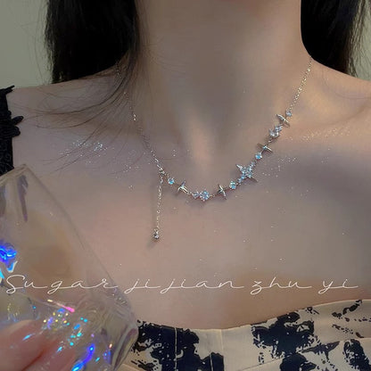 Cool Stars Zircon Female Style Niche Design Titanium Steel Necklaces