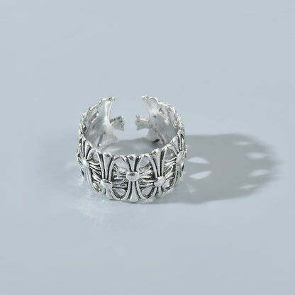 Women's Sier Smiling Face Temperament Retro Punk Simple Rings