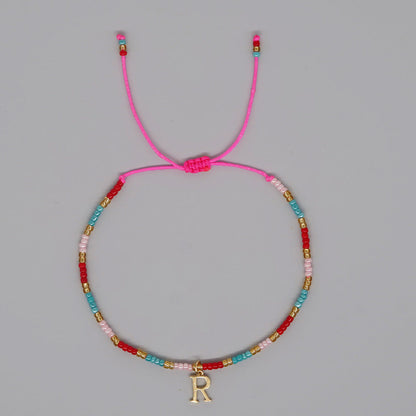 Women's Ornament English Letters Contrast Color Bead Handmade Bracelets