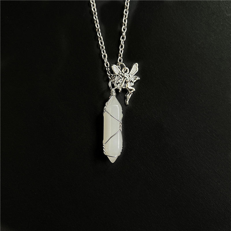 Cute Simple Fairy Crystal With Wings Necklaces