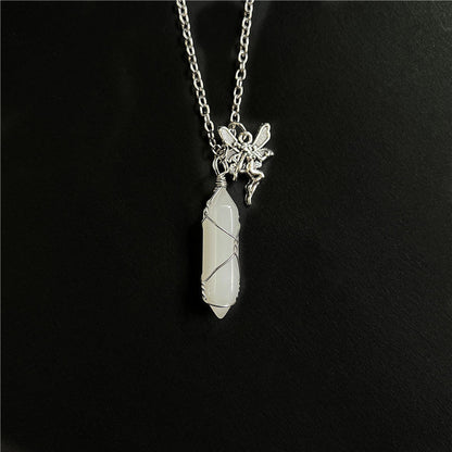 Cute Simple Fairy Crystal With Wings Necklaces