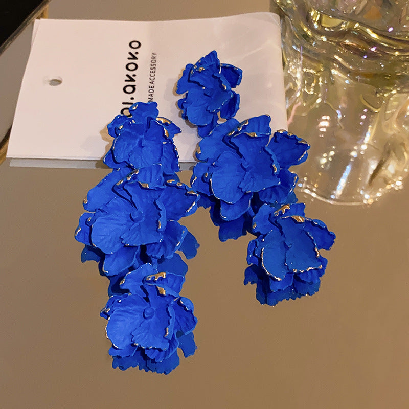 Paint Flower Tassel Exaggerated Personalized Long Earrings