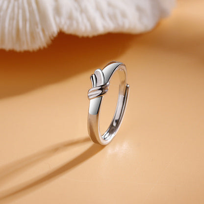 Love Heart Bow Tie Couple Pair Of Niche Rings