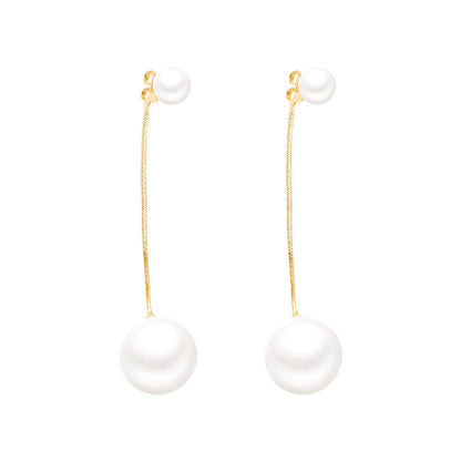 Women's Sier Needle Exaggerated Long Fringed Pearl Earrings