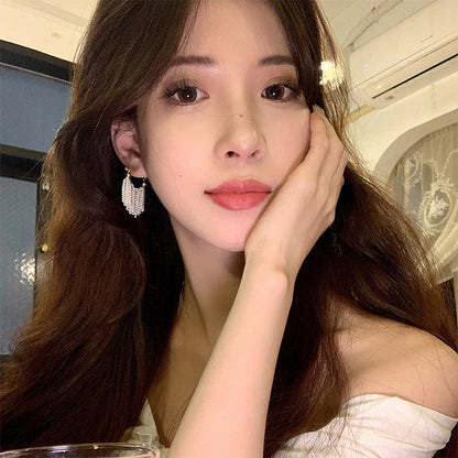 Waterfall Tassel Female Light Luxury Minority Design High Earrings