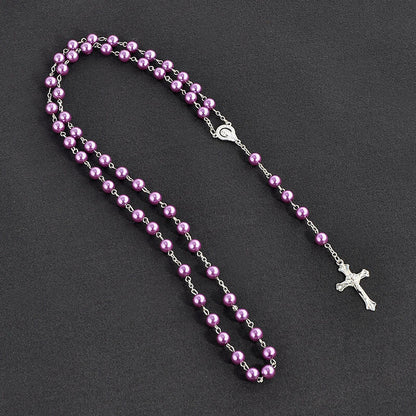 Pearl Cross Beads Long Handmade Unisex Textured Tassel Necklaces