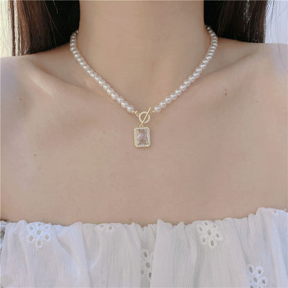 Women's Niche High-grade Buckle Beaded Chinese Clavicle Necklaces