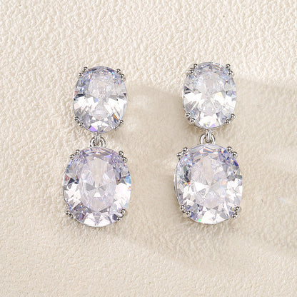 Autumn Personality Retro Oval Zircon Female Earrings