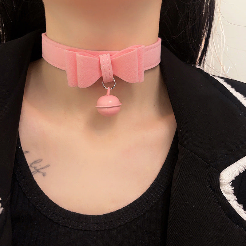 Women's Bell Collar Plush Texture Bow Leather Necklaces